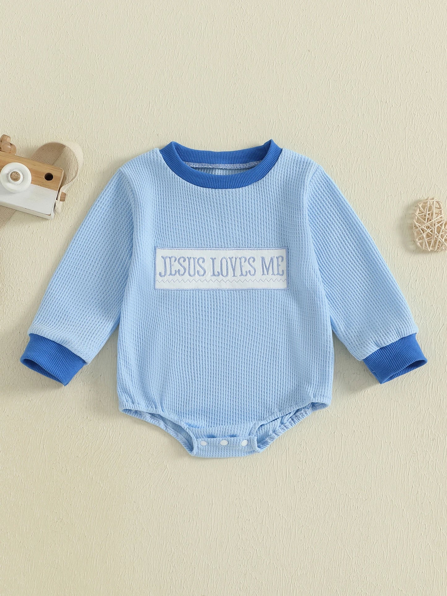 Jesus Love Waffle Knit Baby Romper