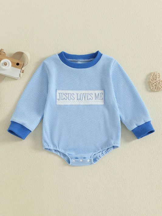 Jesus Love Waffle Knit Baby Romper