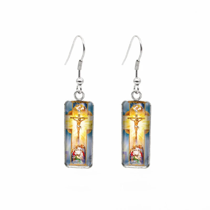 Crucifixion Image Drop Earrings