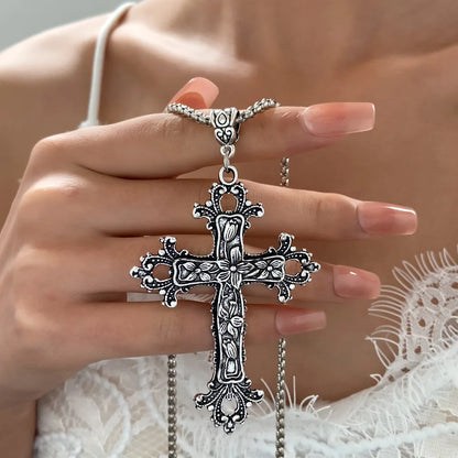 Ornate Gothic Cross Pendant Necklace