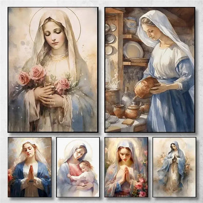 Vintage Virgin Mary Wall Art Poster 