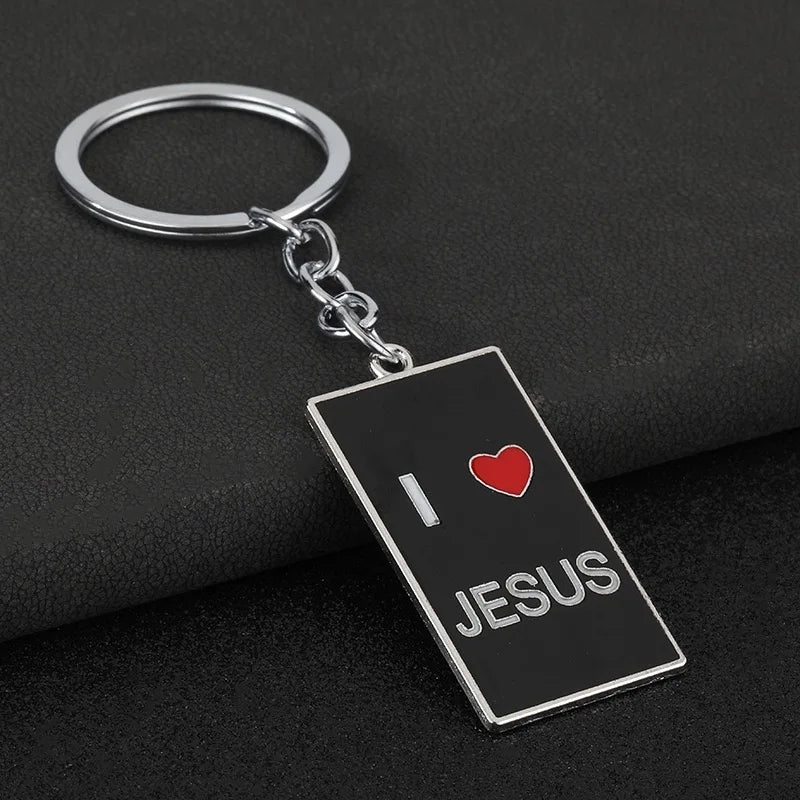 I ♥ JESUS" Metal Keyring