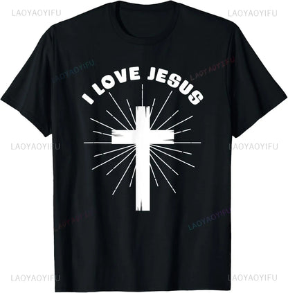 Camiseta de algodão Eu amo Jesus