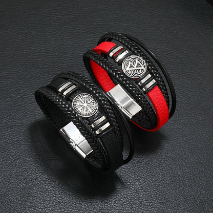 Men's Scripture-Inspired Braided Leather Bracelet