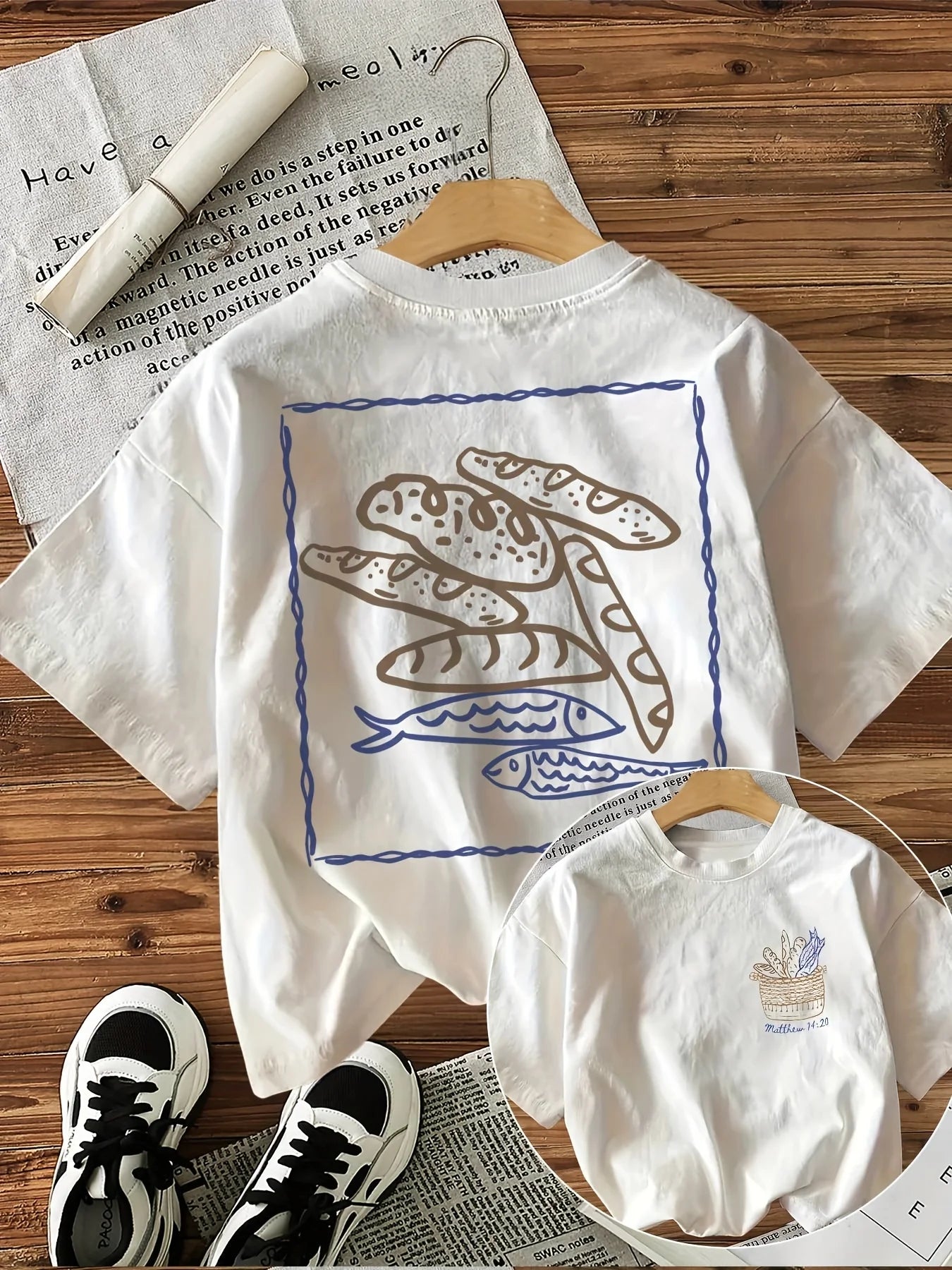 Camisa de algodão estampada Mateus 14:21