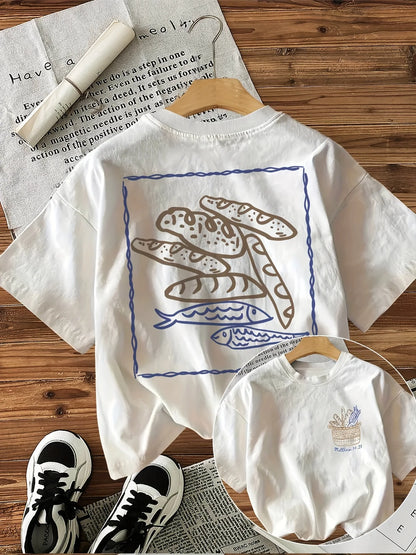 Camisa de algodão estampada Mateus 14:21