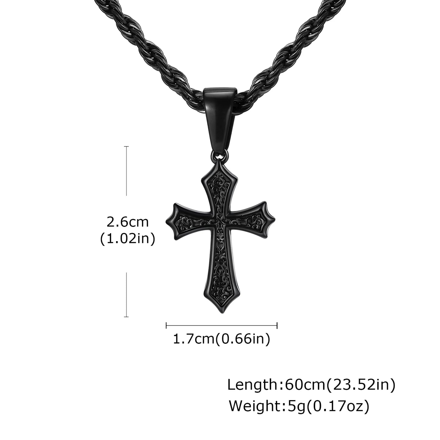 Ornate Textured Cross Pendant Necklace