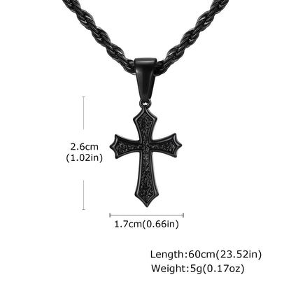 Ornate Textured Cross Pendant Necklace