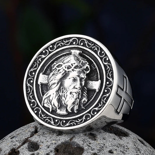 Crown of Thorns and Face of Christ Ring