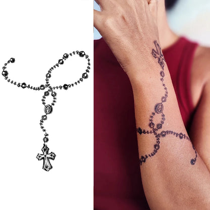 Hanging Rosary Bracelet Temporary Tattoo