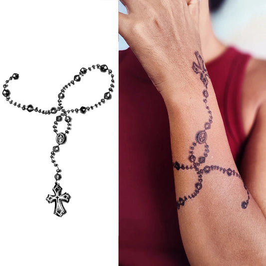 Hanging Rosary Bracelet Temporary Tattoo