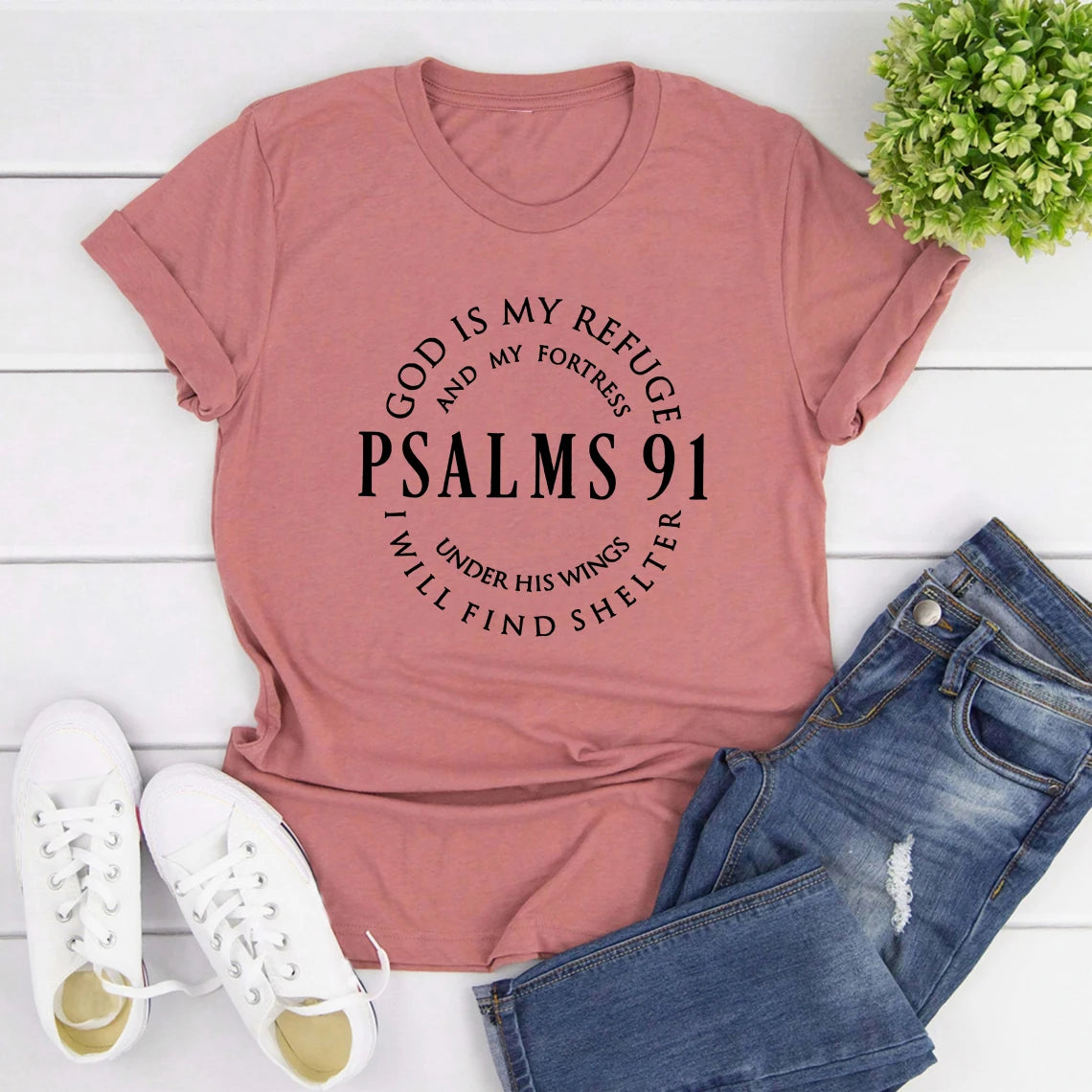 Deus é meu refúgio – Camiseta feminina Salmos 91