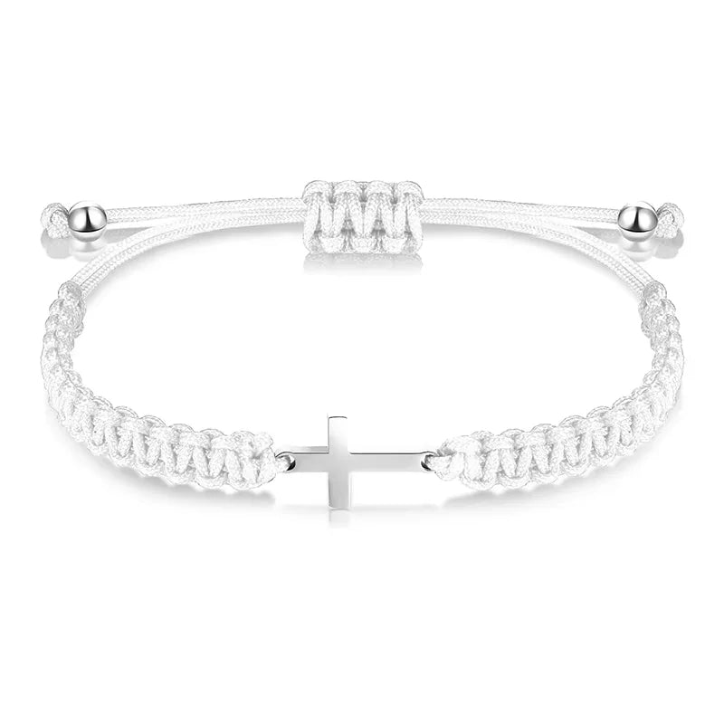 Adjustable Christian Cross Braided Rope Bracelet