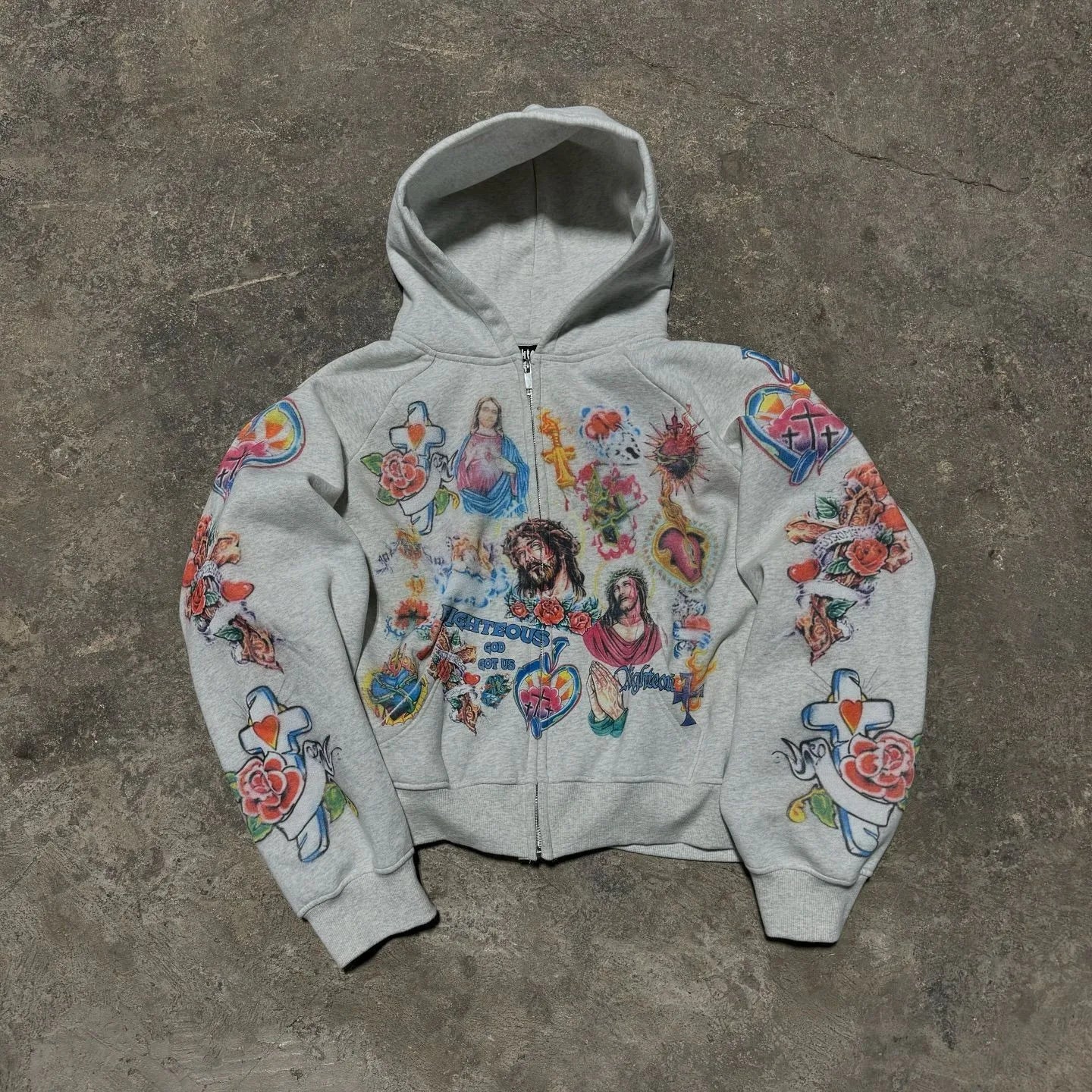 Tattoo Style Zip-Up Hoodie