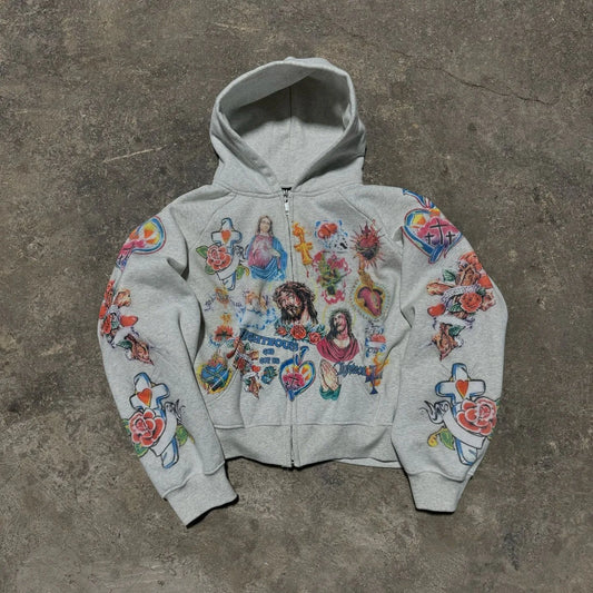 Tattoo Style Zip-Up Hoodie