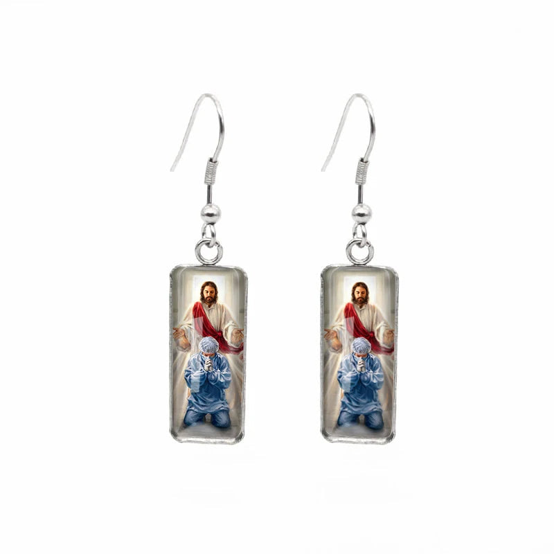 Crucifixion Image Drop Earrings