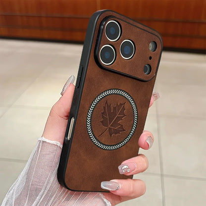Magnetic Leather Maple iPhone Case 