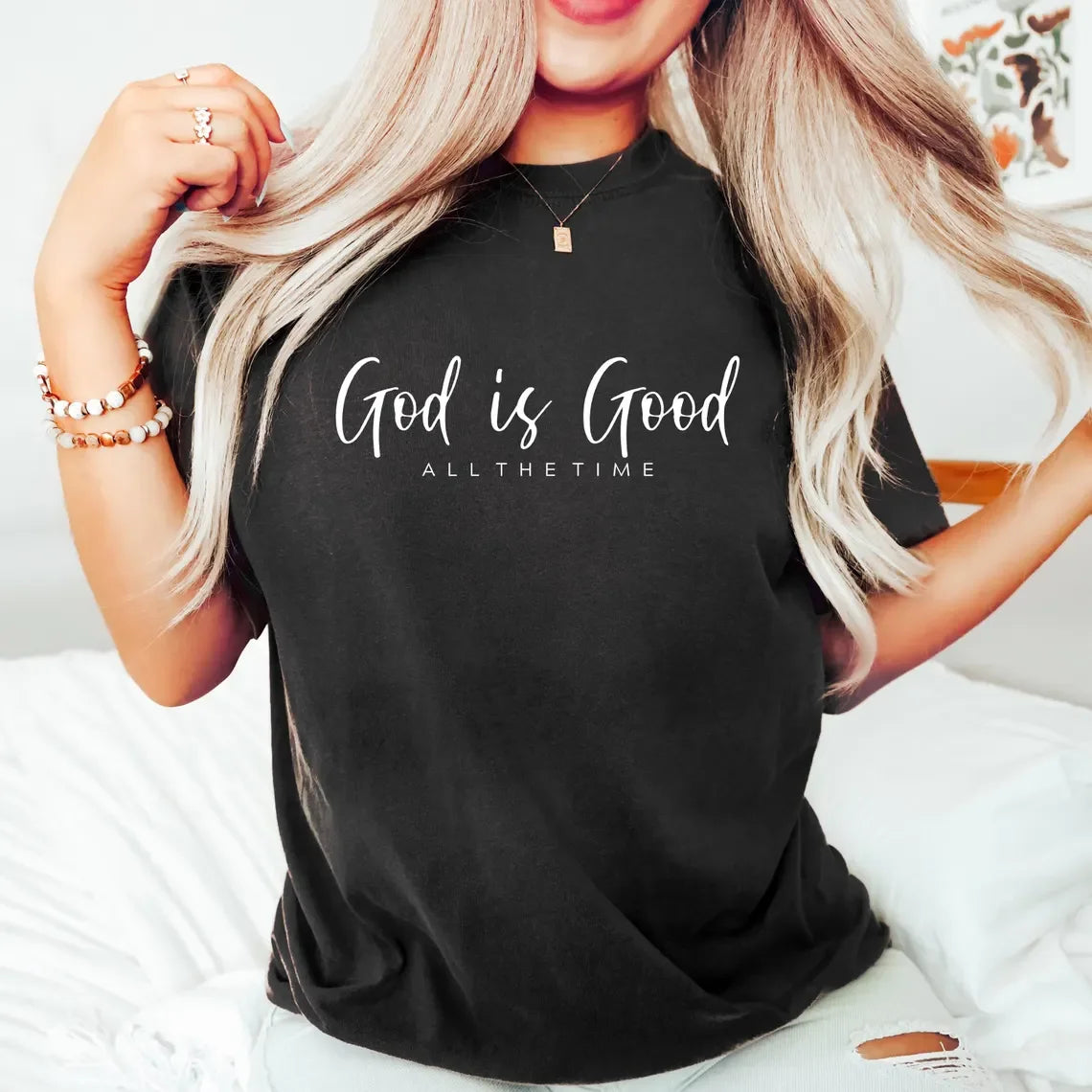 Deus é bom camisa feminina