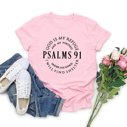 Deus é meu refúgio – Camiseta feminina Salmos 91
