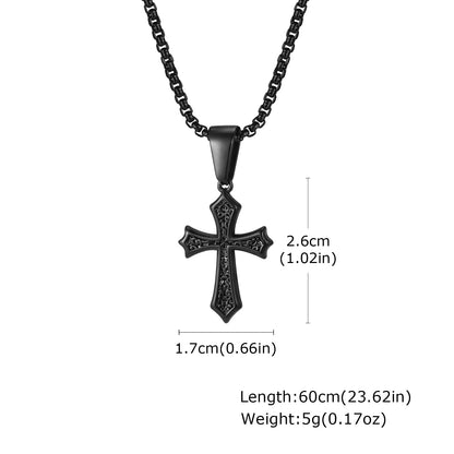 Ornate Textured Cross Pendant Necklace
