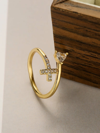 Verstellbarer Kreuzring – funkelnder christlicher Schmuck
