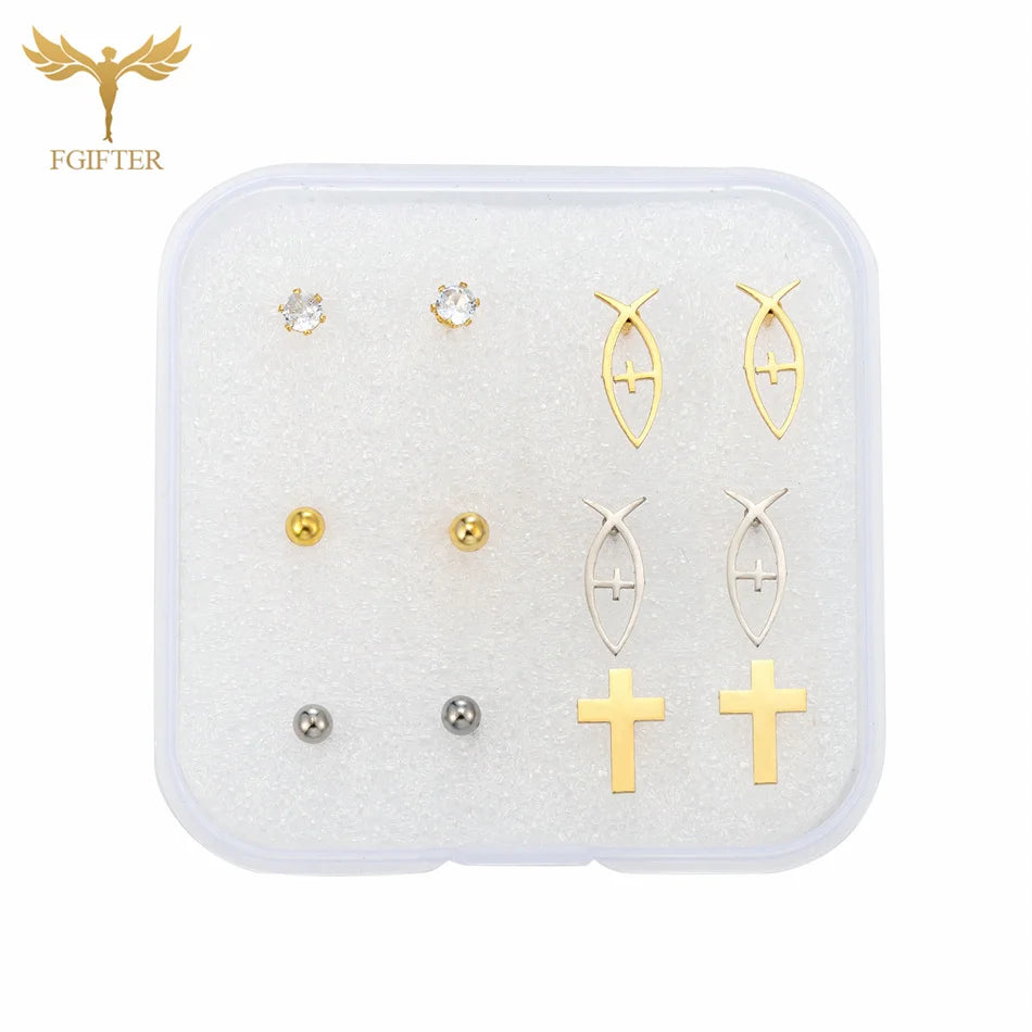 Multi-Piece Religious Stud Earring Set