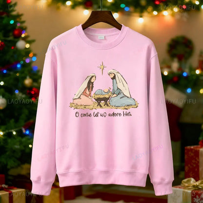 Christian Christmas Hoodie - Nativity Graphic Pullover