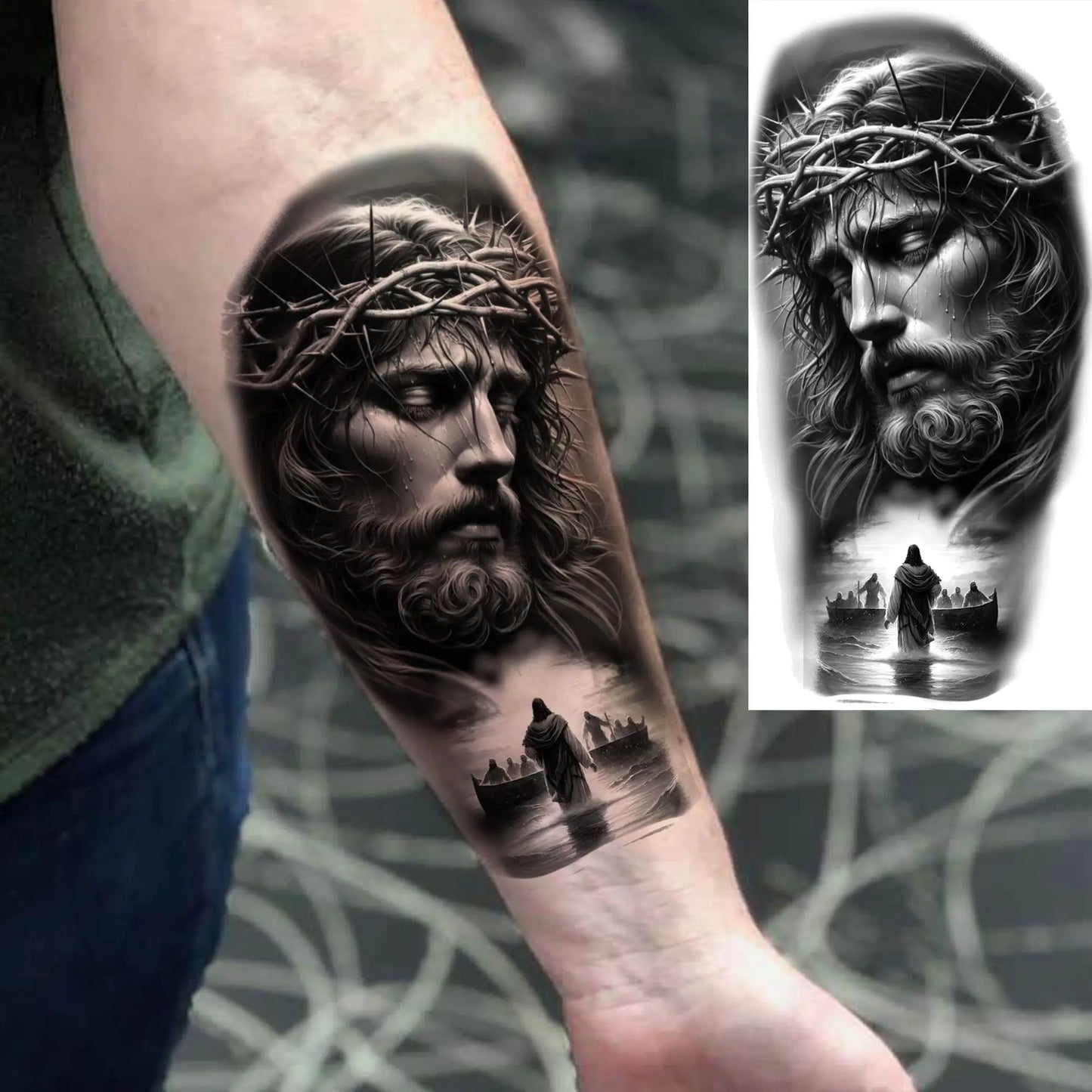 Jesus Fake Tattoo Sleeve Sticker 