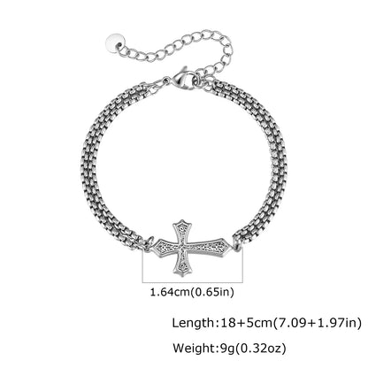 Men's Stainless Steel Multi-Layer Cross Bracelet