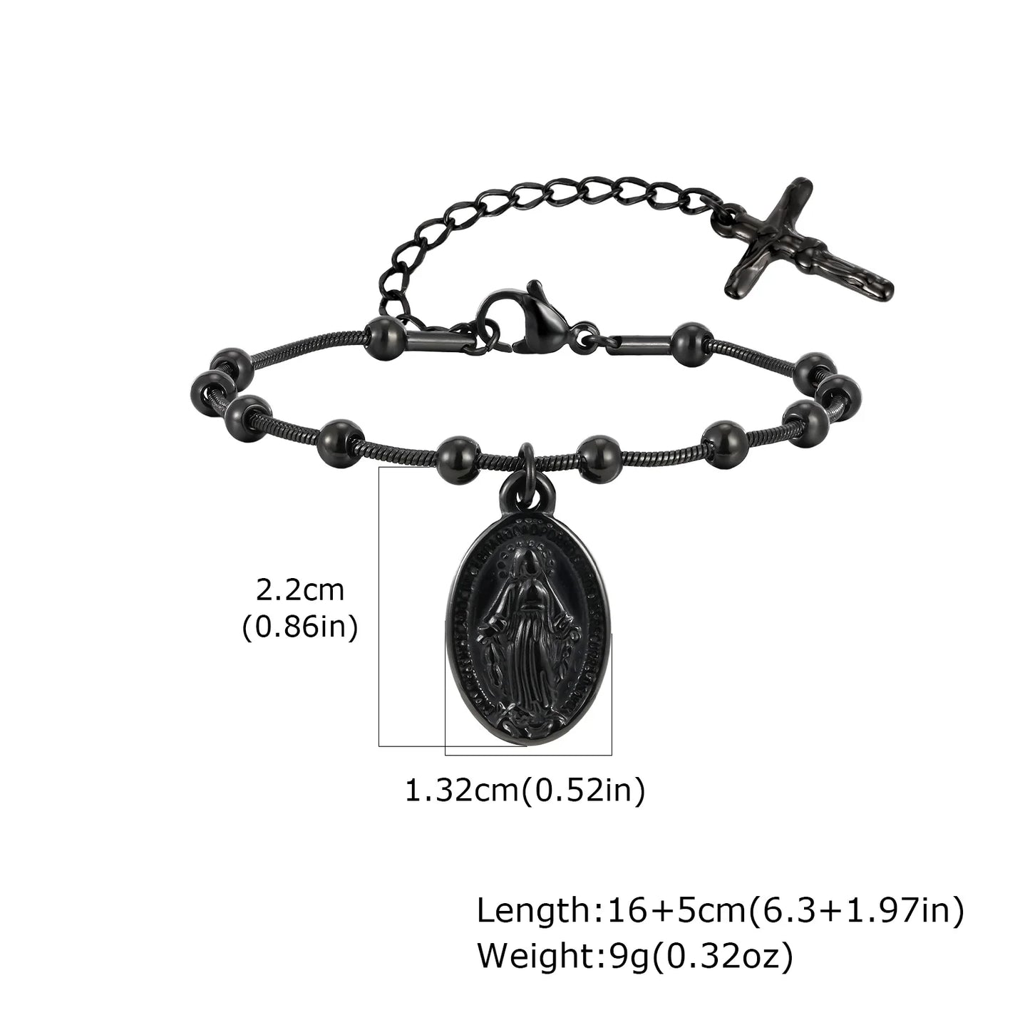Pulseira Virgem Maria e Cruz para Mulheres