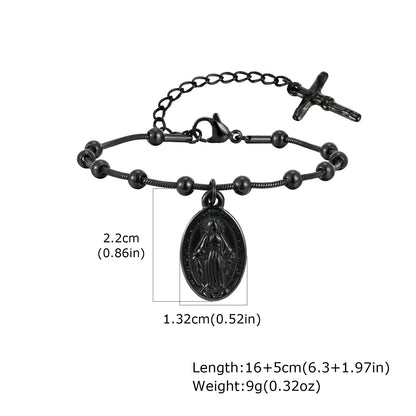 Pulseira Virgem Maria e Cruz para Mulheres