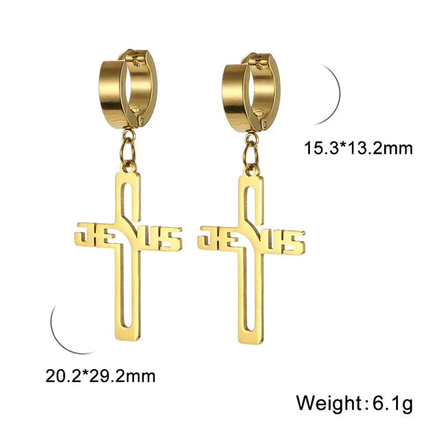 Jesus Name Cross Earrings