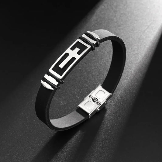 Pulseira masculina de silicone com cruz cristã