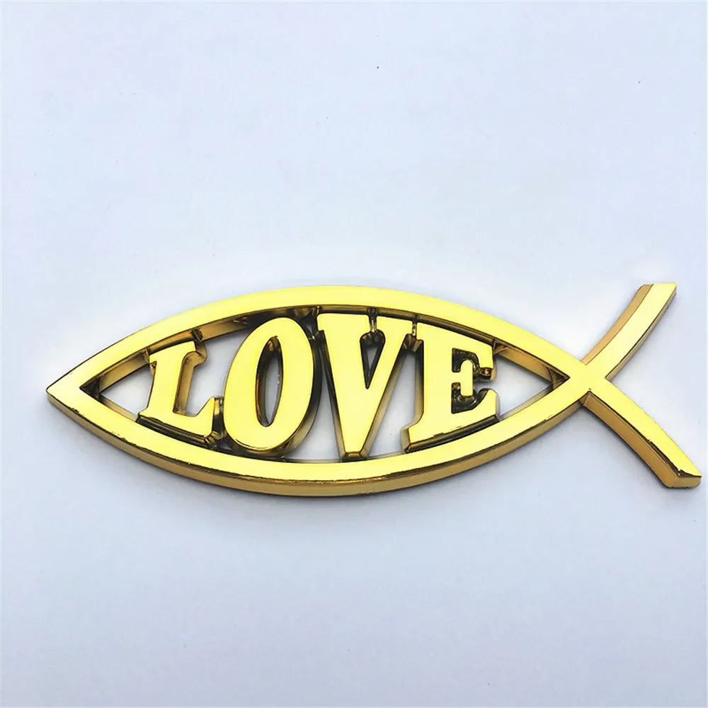 Emblema Cristão Cromado Peixe JESUS