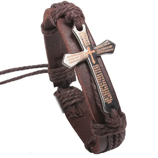 Lord's Prayer Scripture Cross Bracelet