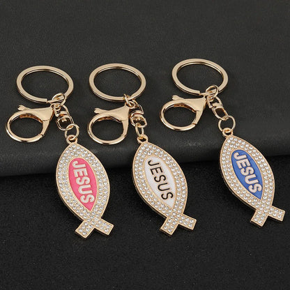 Gold-Tone Sparkling Ichthys Keyring