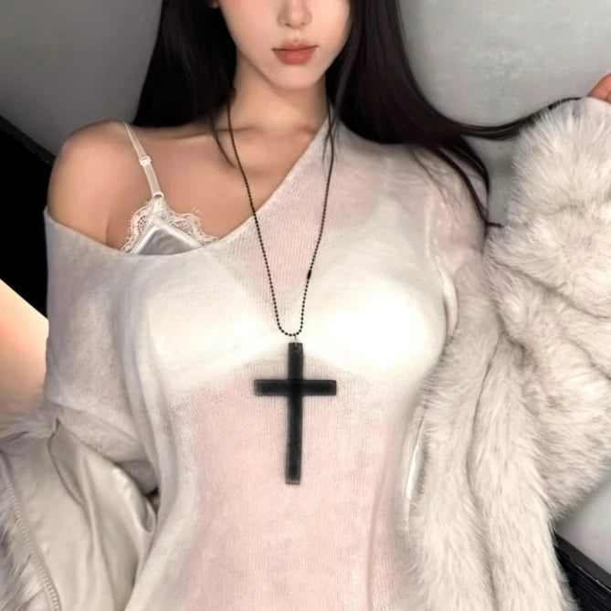 Solid Color Cross Pendant Necklace