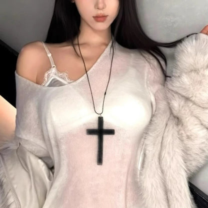 Solid Color Cross Pendant Necklace