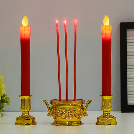 LED Taper Candle Set with Holder