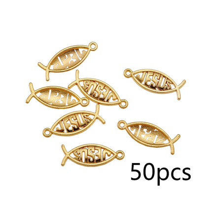 Jesus-Fisch-Anhänger – Vintage-Set zur Schmuckherstellung, 50-teilig