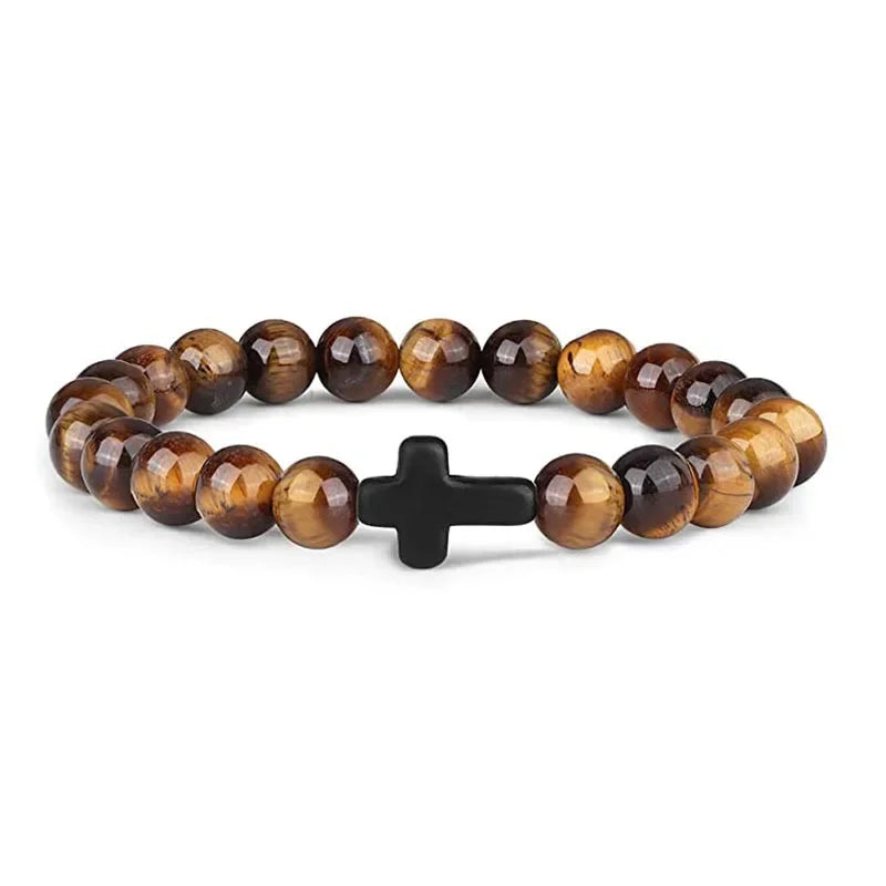 Prayer Men Natural Wood Cross Bracelets 