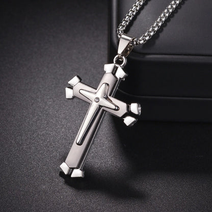 Halskette mit christlichem Kreuzanhänger aus Edelstahl