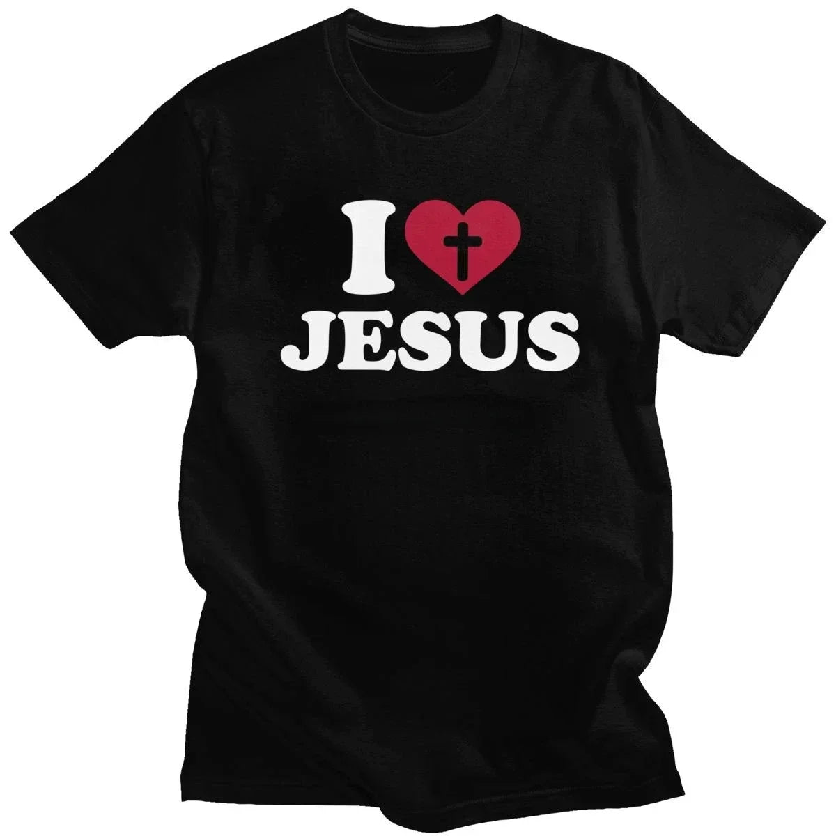 Camiseta de algodão Eu amo Jesus