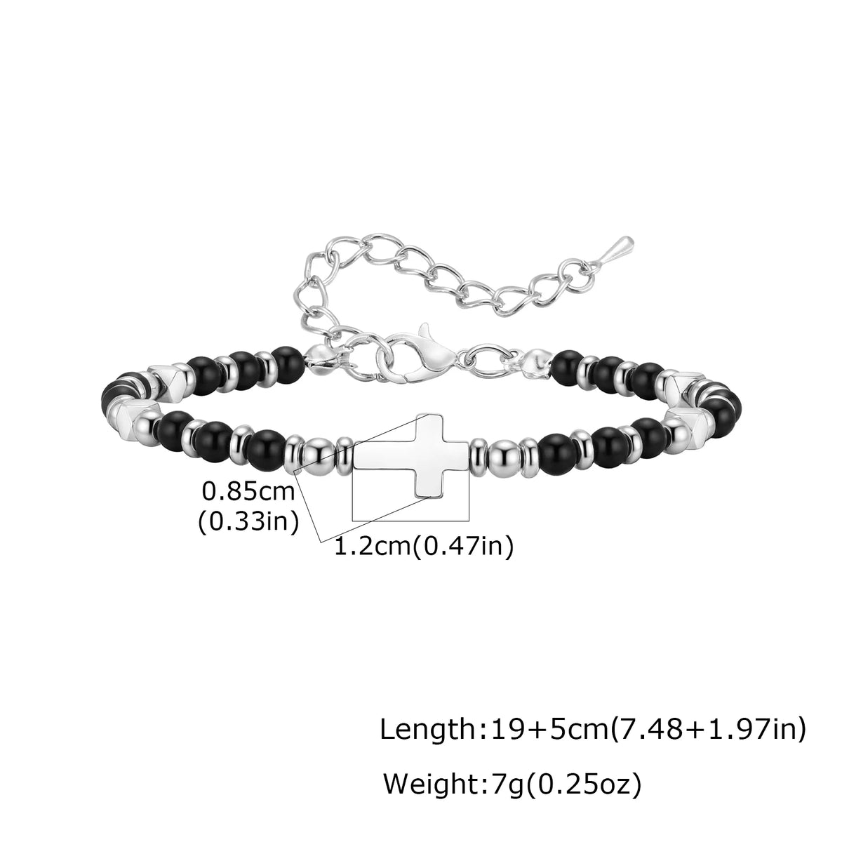1. Trendiges Herrenarmband mit Natursteinperlen, Kette mit Boho-Kreuzanhängern, Schmuckgeschenk für Ehemann, Vater oder Sohn