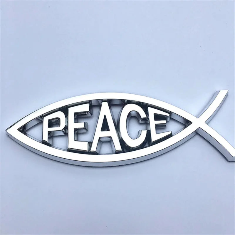 Emblema Cristão Cromado Peixe JESUS