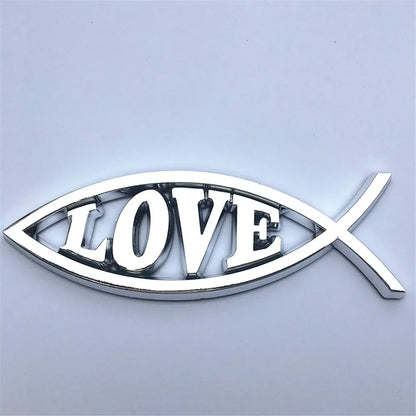 Emblema Cristão Cromado Peixe JESUS