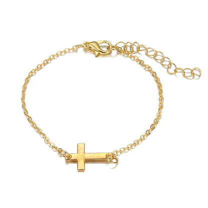 Minimalist Chain Bracelet with Sideways Cross