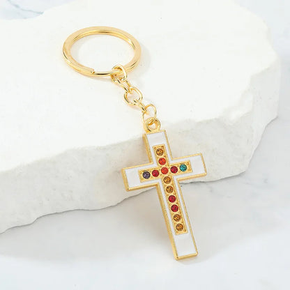 Colorful Rhinestone Cross Keyring Collection