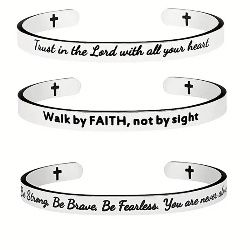 Christian Cross Scripture Cuff Bracelet
