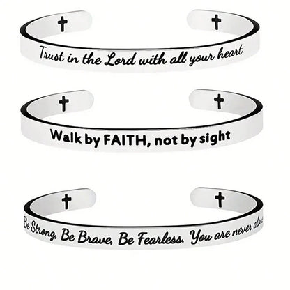 Christian Cross Scripture Cuff Bracelet